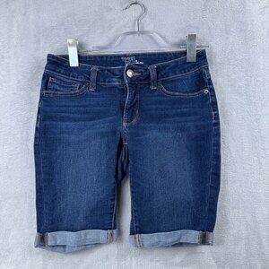 Time and Tru Bermuda Shorts Women's Size 4 Rolled Cuff Hem Low Rise Blue